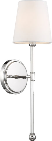 Olmsted Wall Sconce - Polished Nickel with White Linen Shade