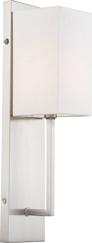 Vesey Wall Sconce - Brushed Nickel with White Linen Shade