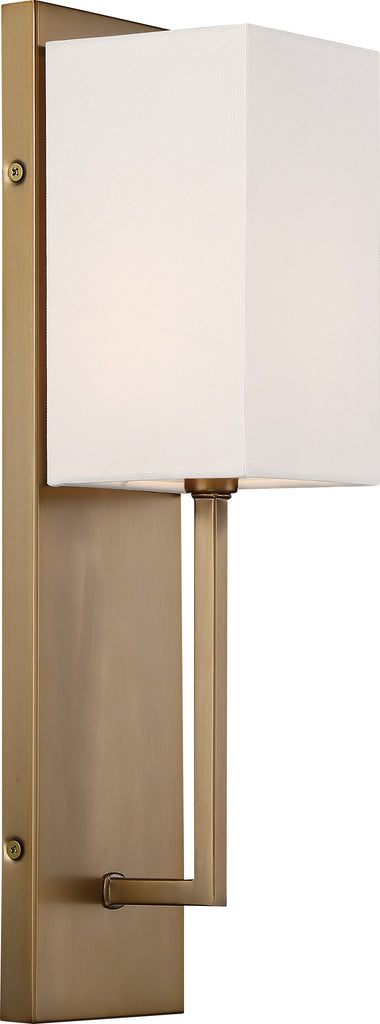 Vesey Wall Sconce - Burnished Brass with White Linen Shade