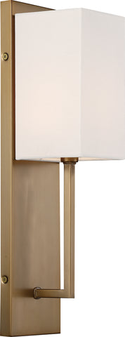 Vesey Wall Sconce - Burnished Brass with White Linen Shade