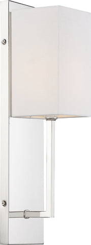 Vesey Wall Sconce - Polished Nickel with White Linen Shade