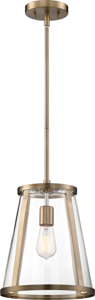 Bruge Pendant Fixture; Burnished Brass with Clear Glass