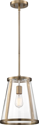 Bruge Pendant Fixture; Burnished Brass with Clear Glass