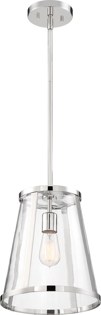 Bruge Pendant Fixture; Polished Nickel with Clear Glass