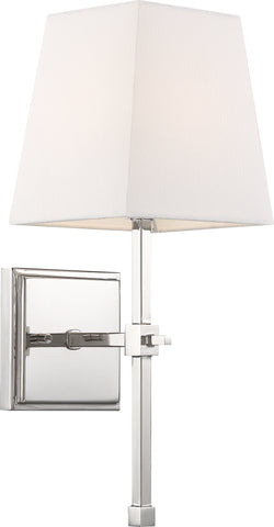 Highline Bath Vanity Fixture - Polished Nickel with White Linen Shade