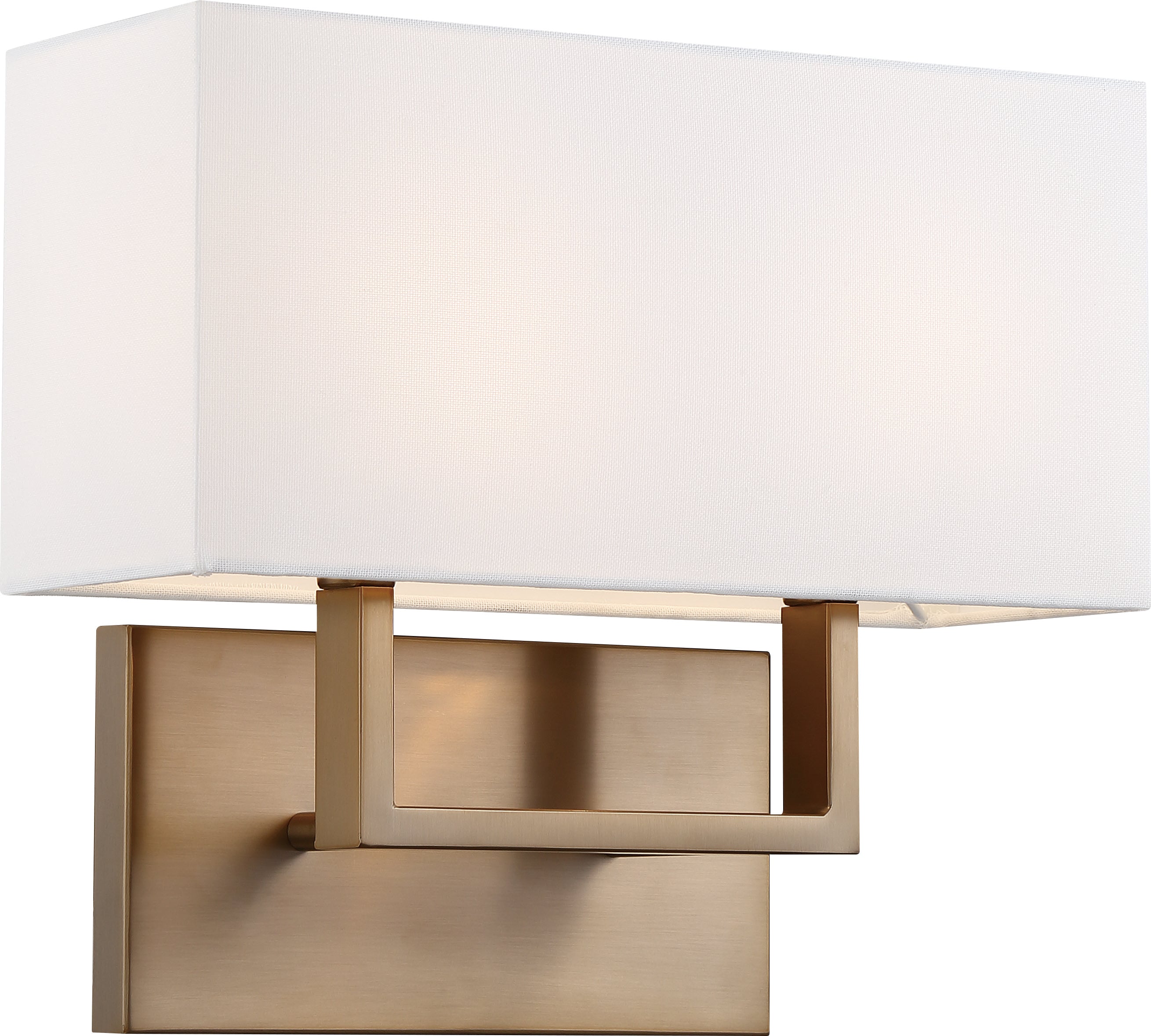 Tribeca 2 Light Bath Vanity Fixture - Burnished Brass with White Linen Shade