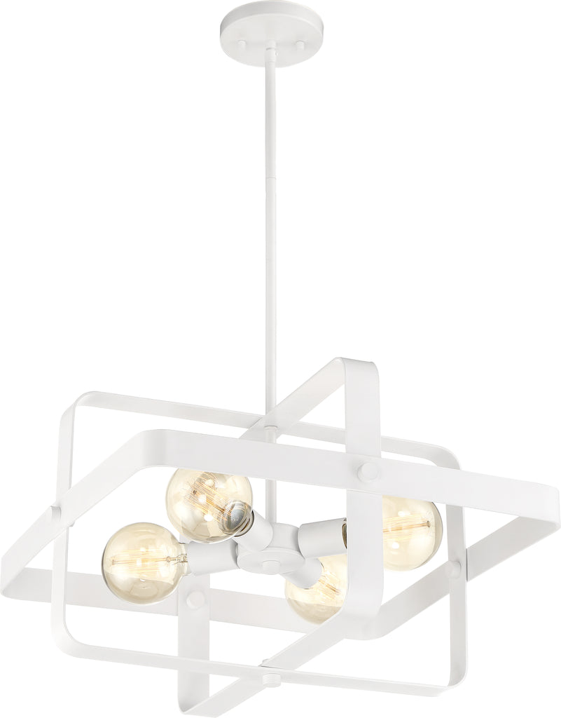 Prana 4 Light Pendant Fixture; White