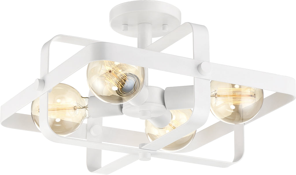 Prana 4 Light Flush Mount Fixture; White