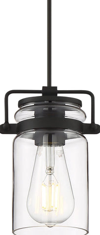 Antebellum Mini Pendant Fixture - Matte Black with Clear Glass