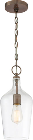Hartley Pendant Fixture - Antique Copper with Clear Glass
