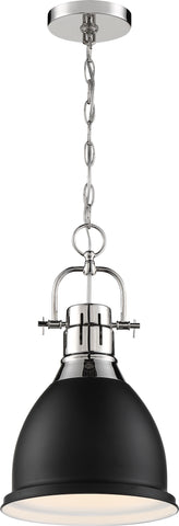 Watson Pendant Fixture - Polished Nickel with Matte Black Shade