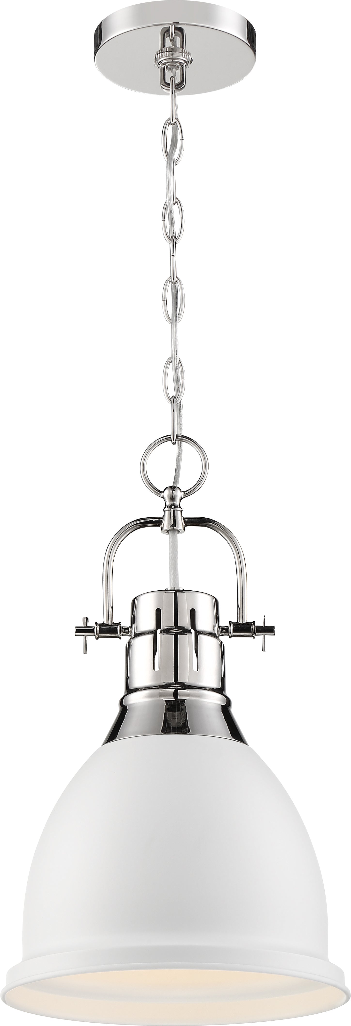 Watson 10" Mini Pendant Fixture - Polished Nickel with Matte White Shade