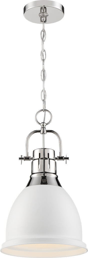 Watson 10" Mini Pendant Fixture - Polished Nickel with Matte White Shade