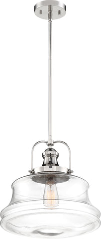 Basel Pendant Fixture - Polished Nickel with Clear Glass