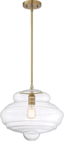 Storrier 15"w Pendant Fixture - Burnished Brass with Clear Glass