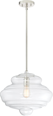 Storrier 16"w Pendant Fixture - Polished Nickel with Clear Glass