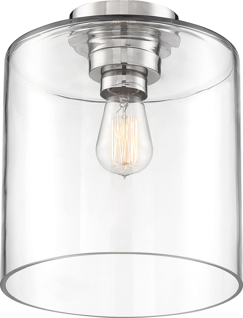 Chantecleer Semi-Flush Fixture - Polished Nickel with Clear Glass