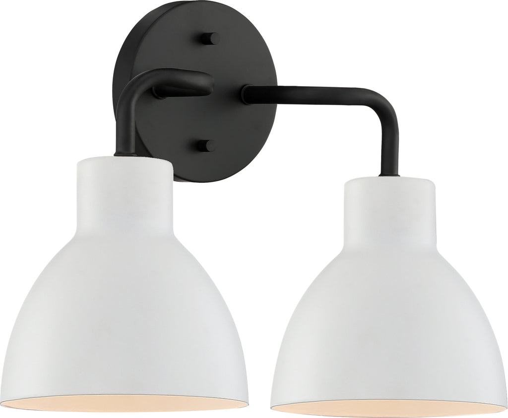 Sloan 2 Light Bath Vanity Fixture - Matte Black with White Shade