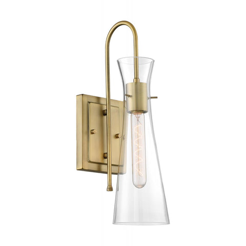 Bahari 1 Light Sconce with Clear Glass Vintage Brass Finish