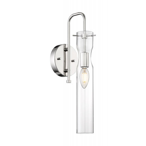 Spyglass 1 Light Sconce with Clear Glass Polished Nickel Finish