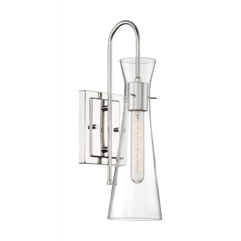 Bahari 1 Light Sconce with Clear Glass Polished Nickel Finish