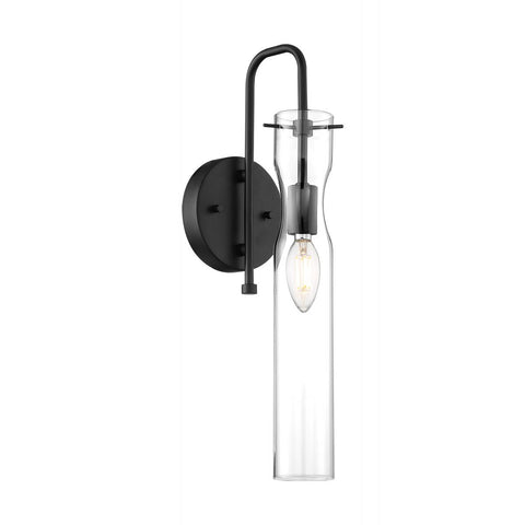 Spyglass 1 Light Sconce with Clear Glass Black Finish