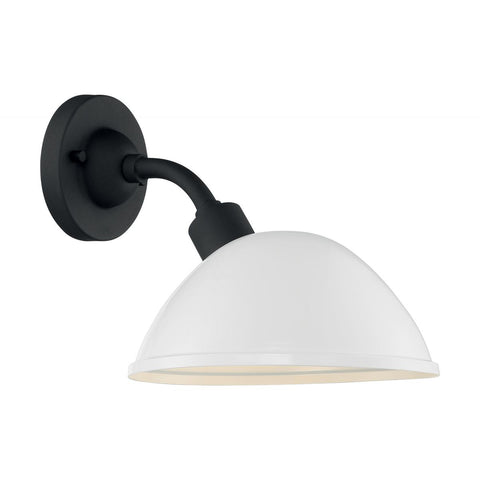 South Street 1 Light Sconce with Gloss White and Textured Black Finish