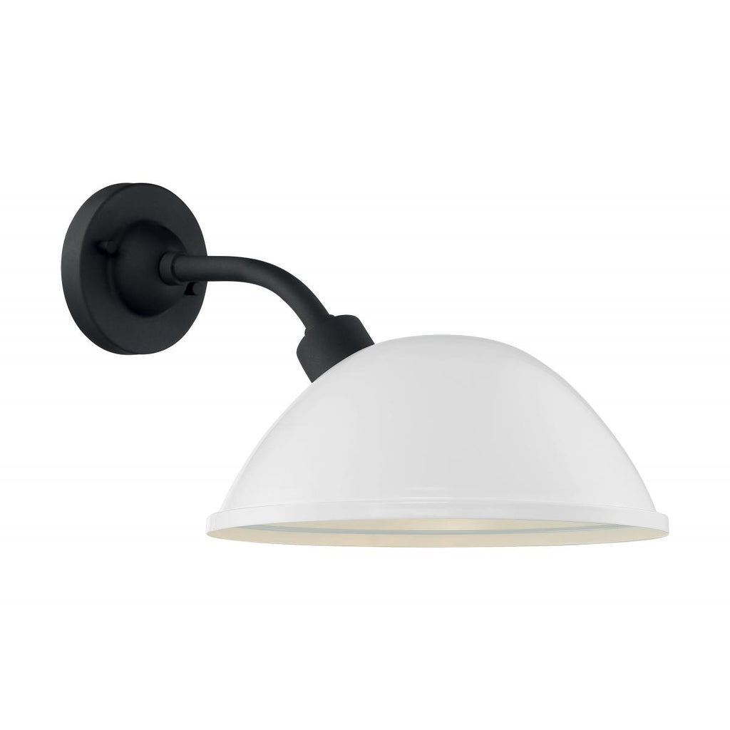 South Street 1 Light Sconce with Gloss White and Textured Black Finish