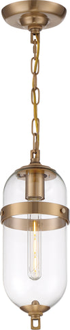 Fathom Mini Pendant Fixture - Vintage Brass with Clear Glass