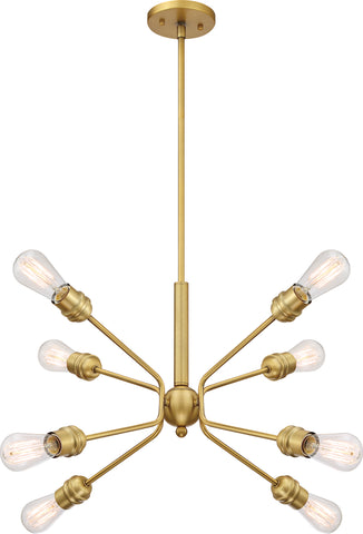Faraday 8 Light Pendant Fixture - Brushed Brass