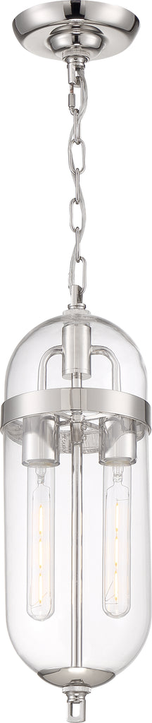 Fathom 2 Light Pendant Fixture - Polished Nickel with Clear Glass