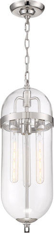 Fathom 3 Light Pendant Fixture - Polished Nickel with Clear Glass