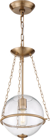 Odyssey Mini Pendant Fixture - Vintage Brass with Clear Glass