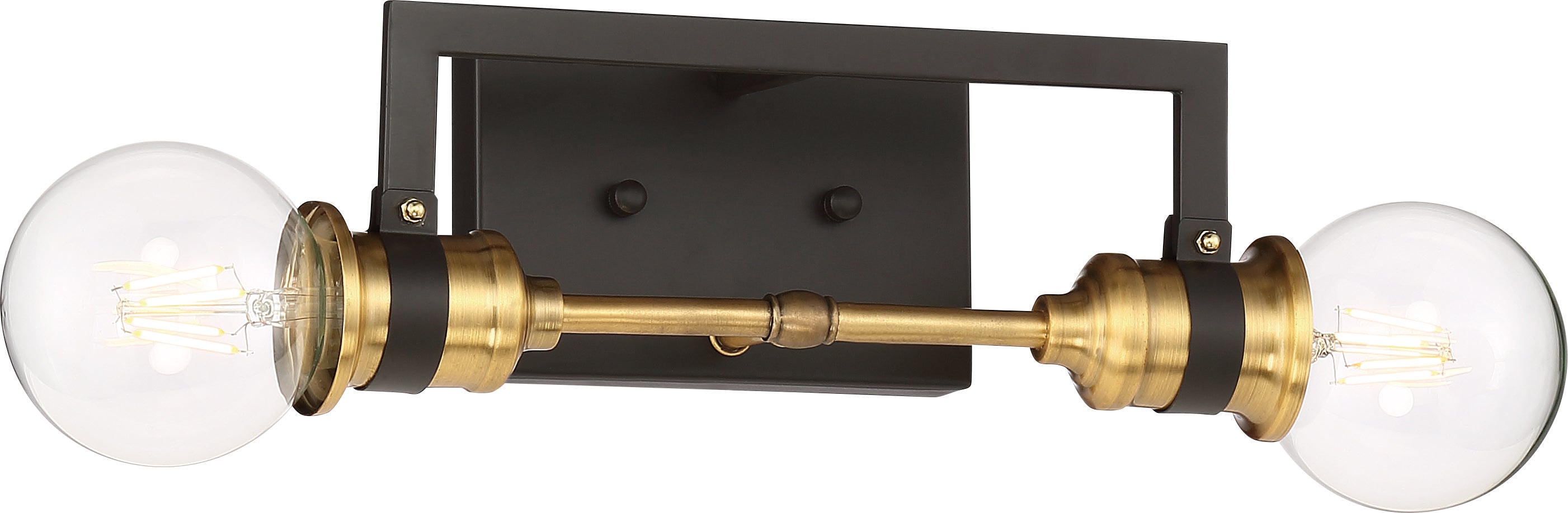 Intention 2 Light Bath Vanity Fixture - Warm Brass and Black