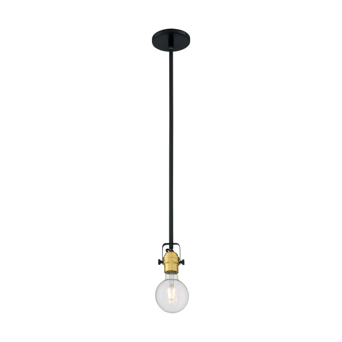 Mantra 1 Light Mini Pendant with Black and Brushed Brass Finish