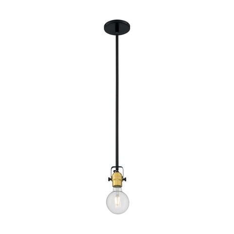 Mantra 1 Light Mini Pendant with Black and Brushed Brass Finish