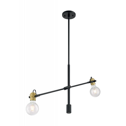 Mantra 2 Light Pendant with Black and Brass Accents Finish