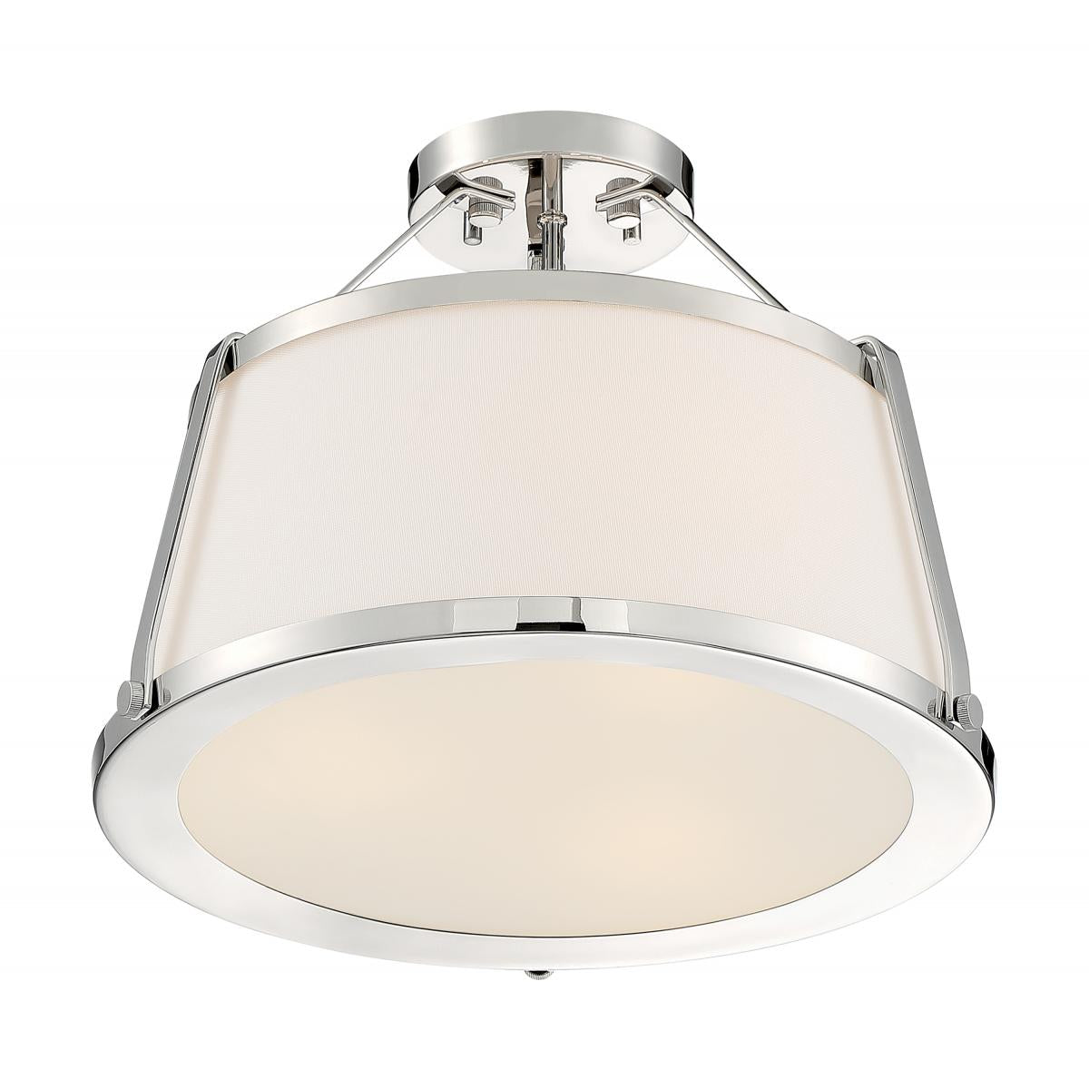 Cutty 3 Light Semi-Flush with Fabric Shade Brushed Nickel Finish