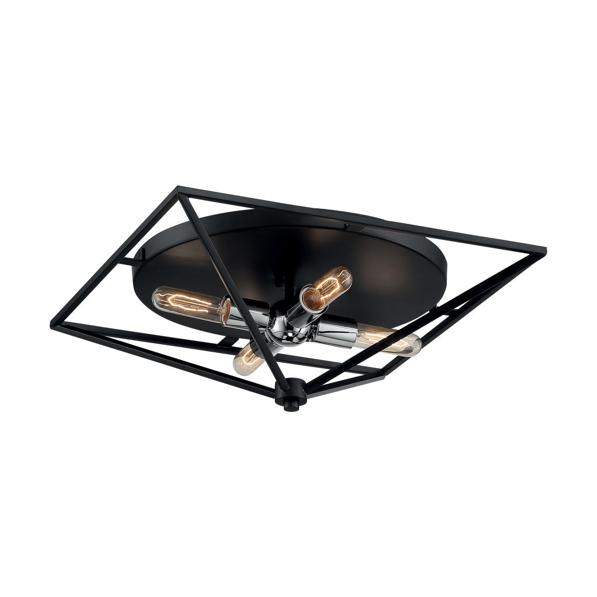 Legend 4 Light Flush Mount with Black and Polished Nickel Finish