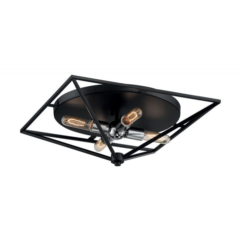 Legend 4 Light Flush Mount with Black and Polished Nickel Finish