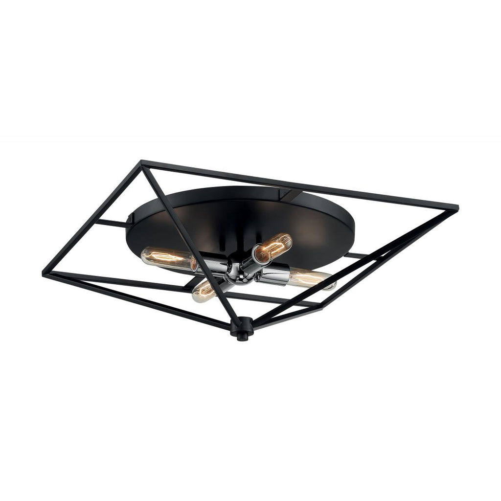 Legend 4 Light Flush Mount with Black and Polished Nickel Finish