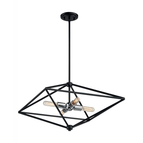 Legend 4 Light Pendant with Black and Polished Nickel Finish