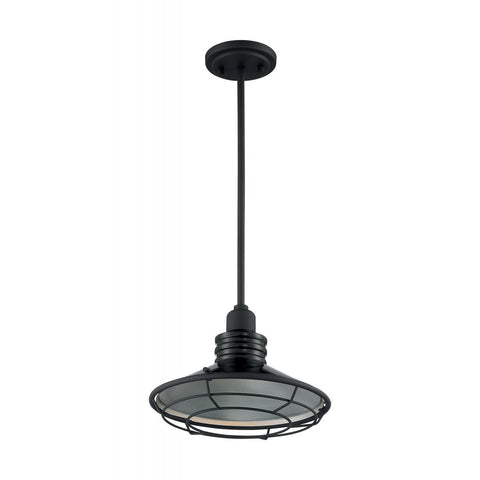 Blue Harbor 1 Light Pendant with Black and Silver & Black Accents Finish