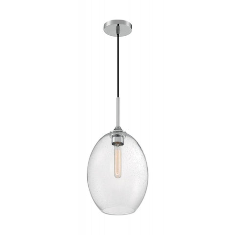 Aria 1 Light Pendant with Seeded Glass Polished Nickel Finish