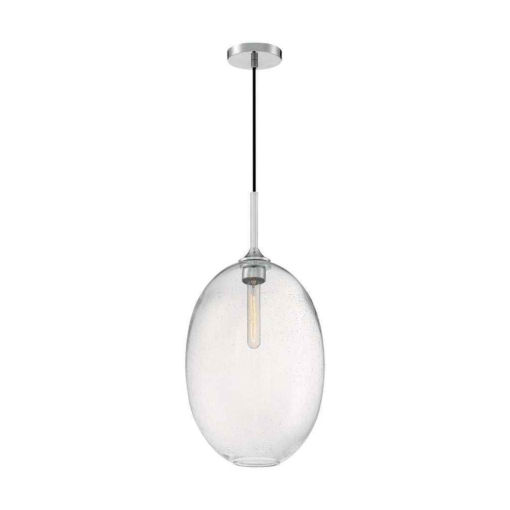 Aria 1 Light Pendant with Seeded Glass Polished Nickel Finish