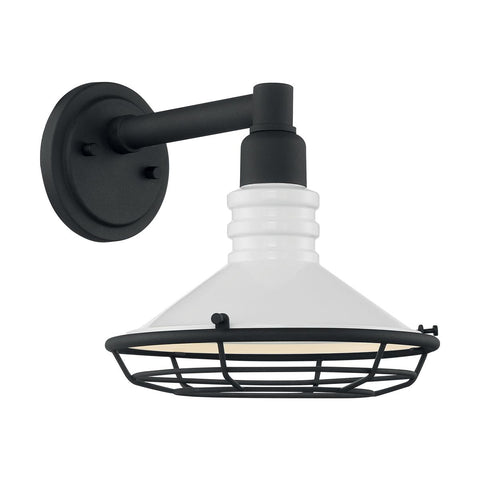 Blue Harbor 1 Light Sconce with Gloss White and Textured Black Finish