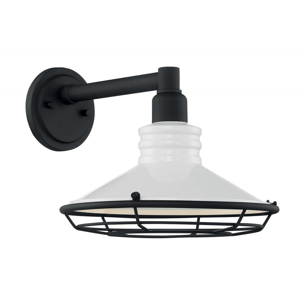 Blue Harbor 1 Light Sconce with Gloss White and Textured Black Finish