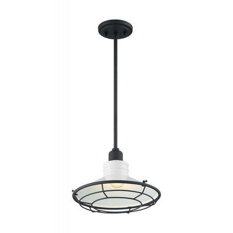 Blue Harbor 1 Light Pendant with Gloss White and Black Accents Finish