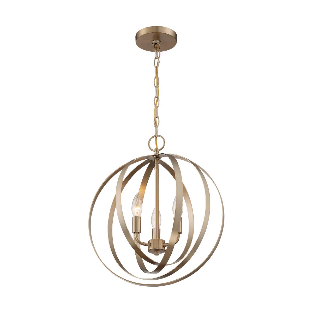 Pendleton 3 Light Pendant with Burnished Brass Finish