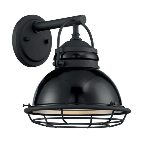 Upton 1 Light Sconce with Black and Silver & Black Accents Finish